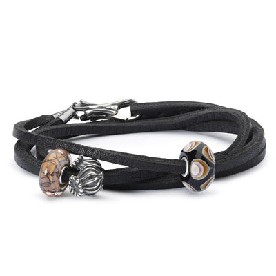 Bőr Karkötő Fekete/Ezüst - Trollbeads Ékszerek Magyarország