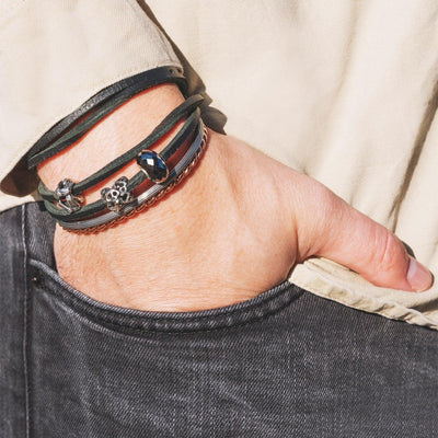 Bőr Karkötő Fekete/Ezüst - Trollbeads Ékszerek Magyarország